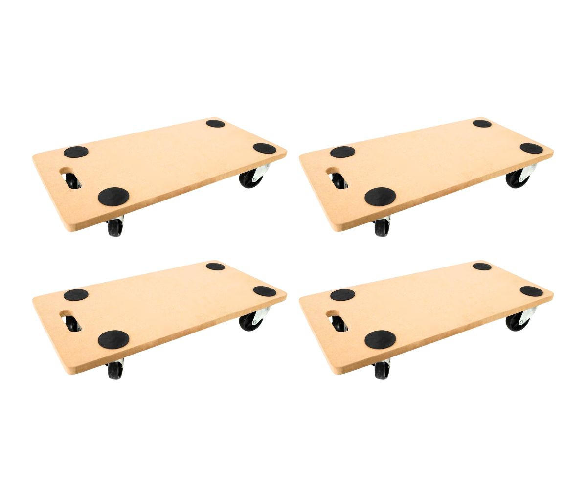 TRANSPORTROLLER 4er-Set Hercules mit 4 Rollen 11,5x30x60cm Traglast 200kg MDF Holzplatte Braun - Braun, Holzwerkstoff (60/30/11.5cm) - PROREGAL