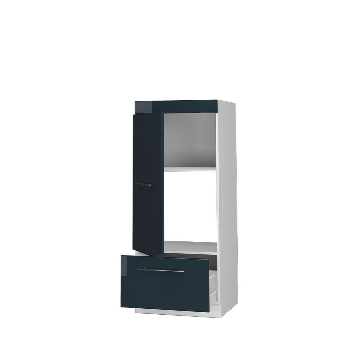 MIKROWELLENSCHRANK Fame-Line Dunkelblau Hochglanz 60 cm - Weiß/Dunkelblau, Holzwerkstoff (60/153.6/58.1cm) - Vicco