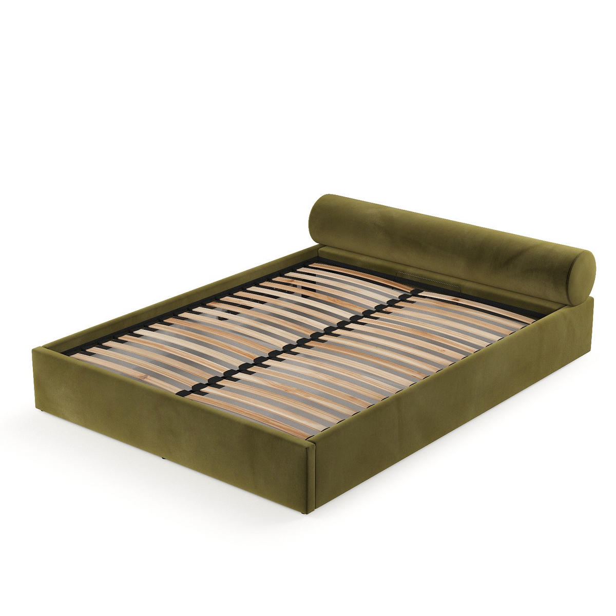 POLSTERBETT Solvo mit Stauraum 160/200 cm Grün im Kronos Stoff - Schwarz/Naturfarben, Holz/Holzwerkstoff (160/200cm) - AltaBeds