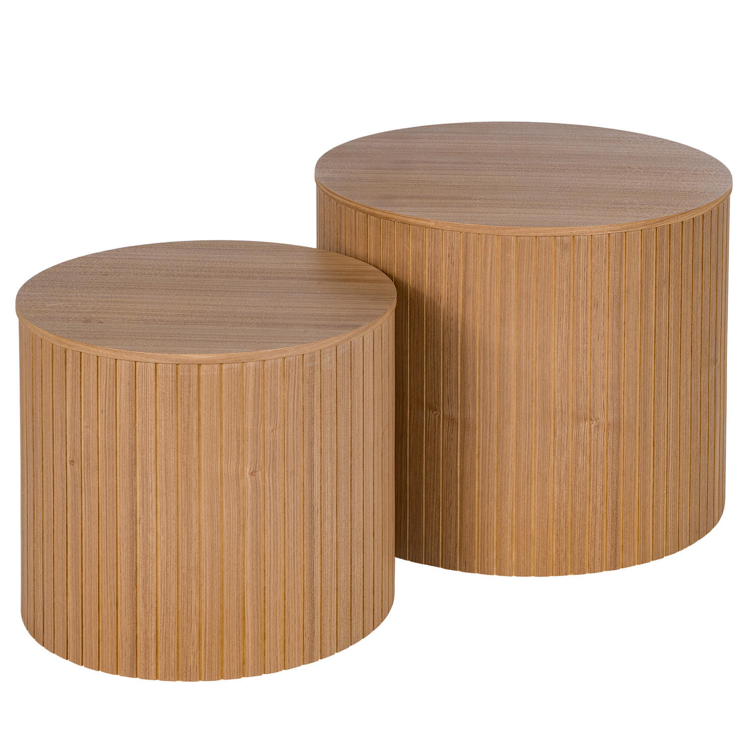 COUCHTISCH - 2er-Set - Echtholzfurnier - Eschefarben, Holzwerkstoff (49/49/38cm) - home24