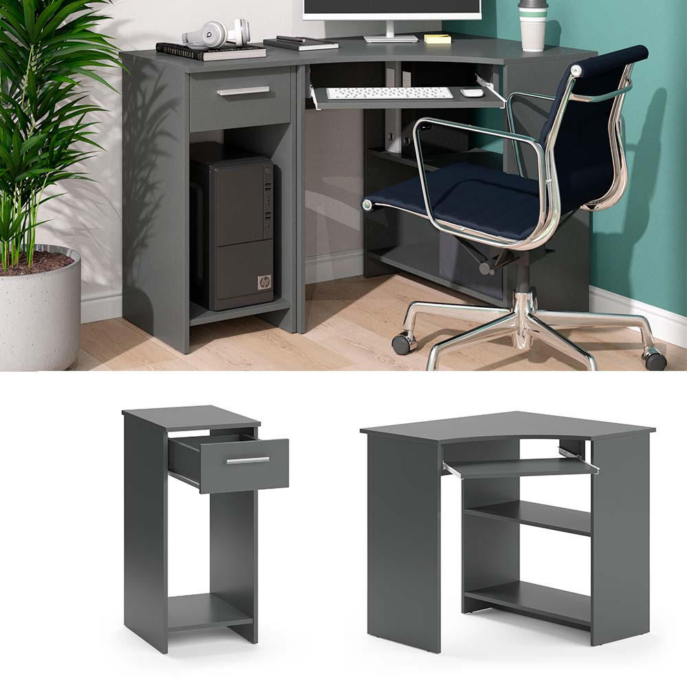 ECKSCHREIBTISCH Odin Anthrazit 83 x 76 cm Set mit PC-Schrank - Anthrazit, Holzwerkstoff (76/83/77cm) - Vicco