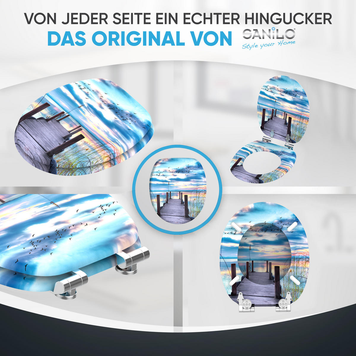 WC-SITZ mit Absenkautomatik Sunset - Blau, Holzwerkstoff (38/6/47cm) - Sanilo