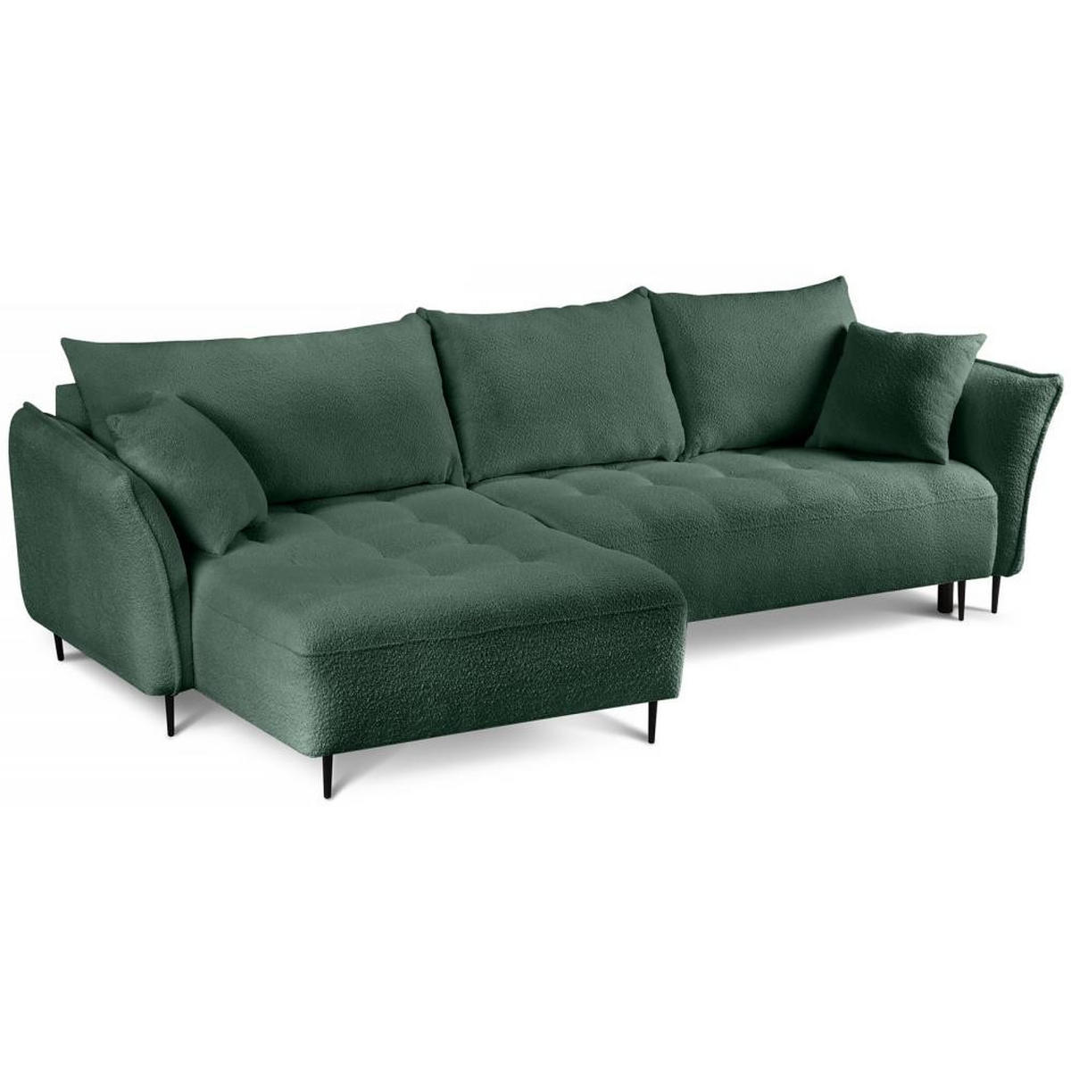 ECKSCHLAFSOFA Bari links grün - Schwarz/Grün, Textil (276/158cm) - Beautysofa
