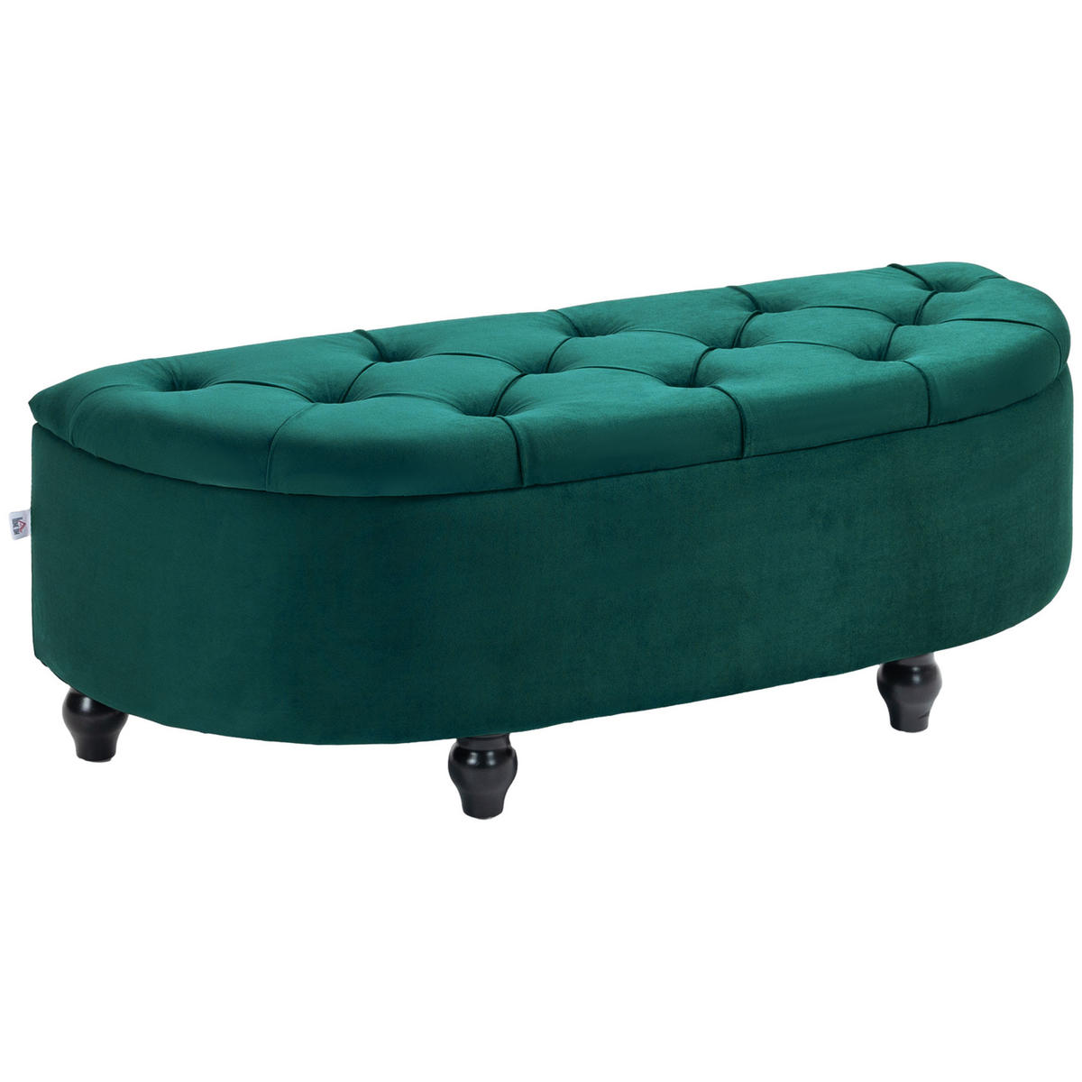 SITZBANK mit Stauraum Sitztruhe mit geöffnetem Deckel, Velvet-Touch Dunkelgrün - Dunkelgrün/Schwarz, Holz/Kunststoff (46/42/120cm) - HOMCOM