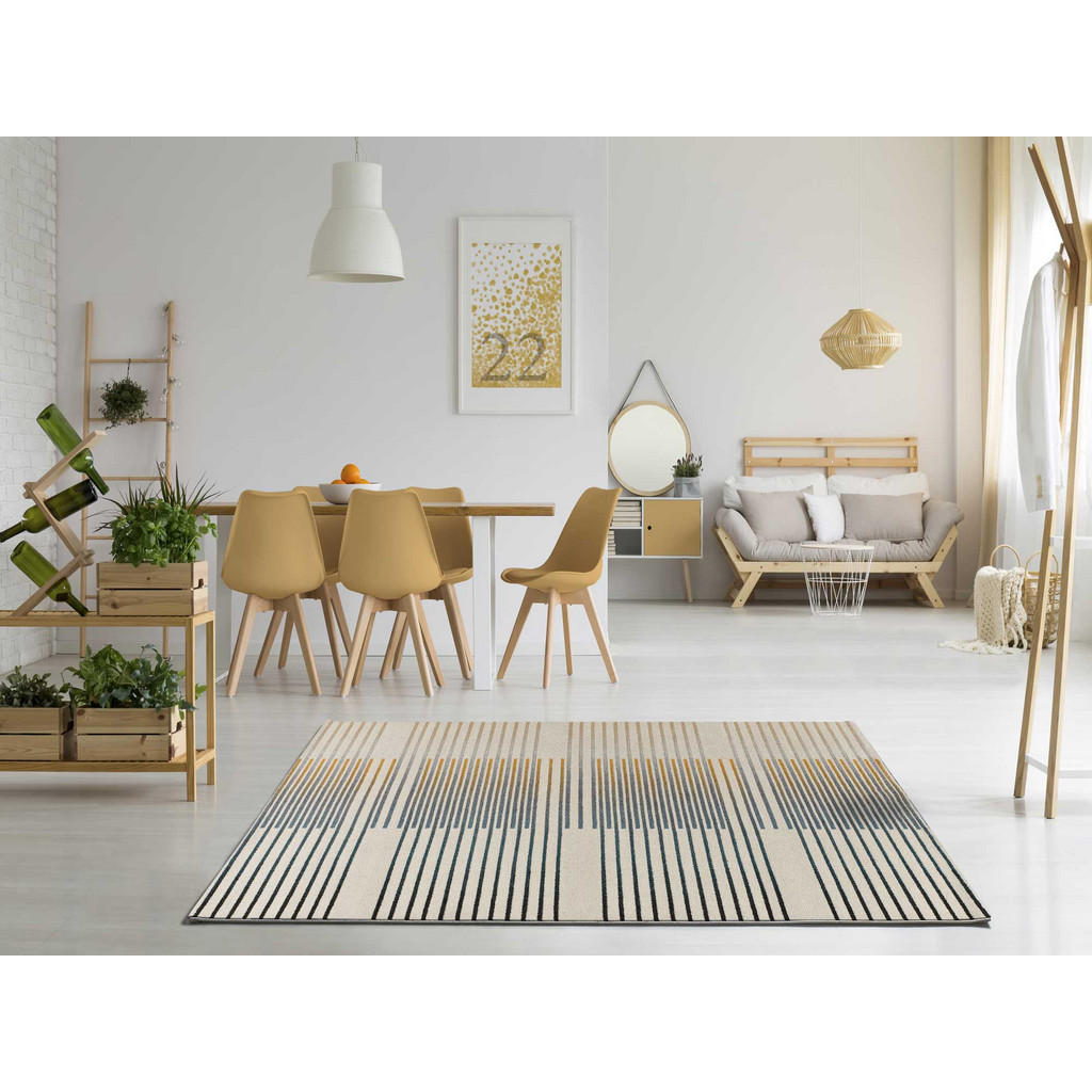 Thumbnail - Atticgo Webteppich, Beige, Blau, Gelb, Textil, Abstrakt, Rechteckig, 160x230 cm, Oeko-Tex® Standard 100, in verschiedene...