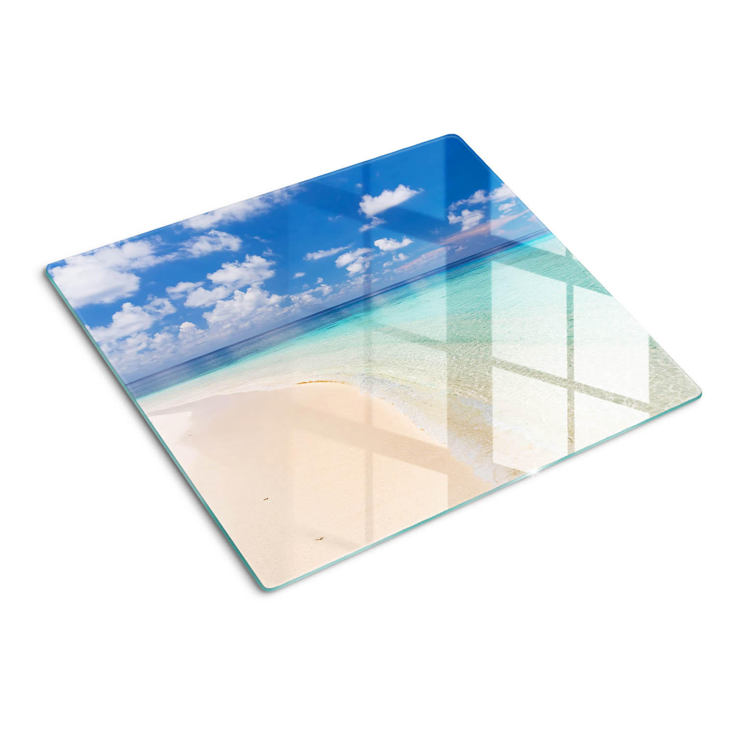 GLASPLATTE 60x52 cm Malediven Strand - Blau, Glas (60/0.4/52cm) - TULUP