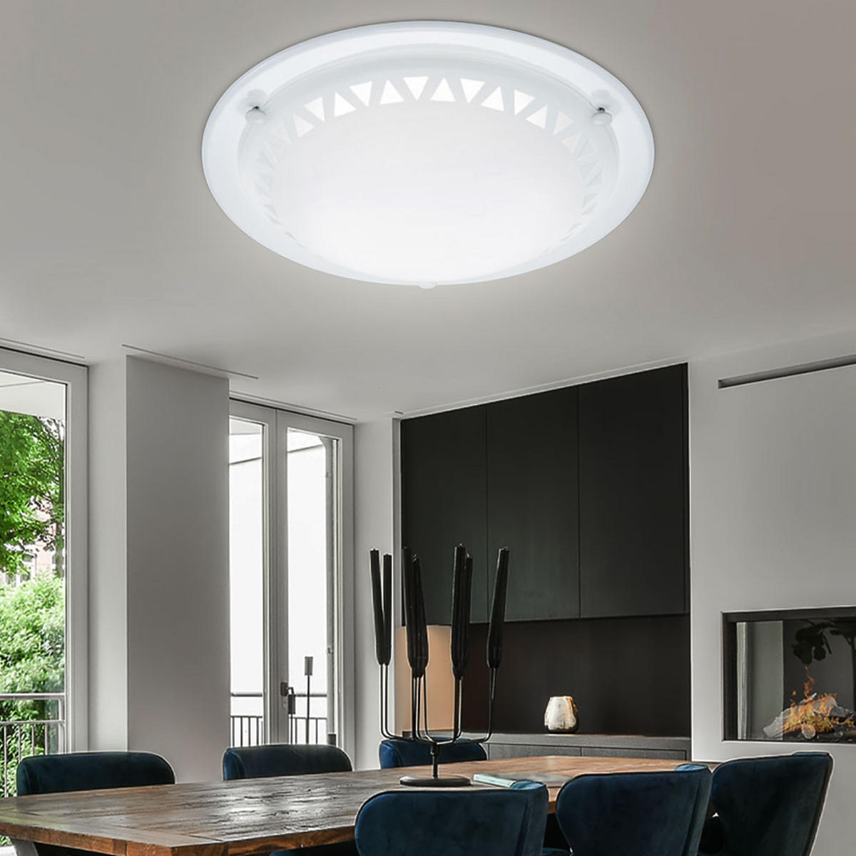 LED DECKENLEUCHTE Pacco Weiß satiniert - Weiß, Glas (30/8/30cm)