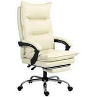 BÜROSTUHL höhenverstellbarer Schreibtischstuhl mit Liegefunktion, Fußstütze - Beige, Kunststoff (72/130/66cm) - Vinsetto