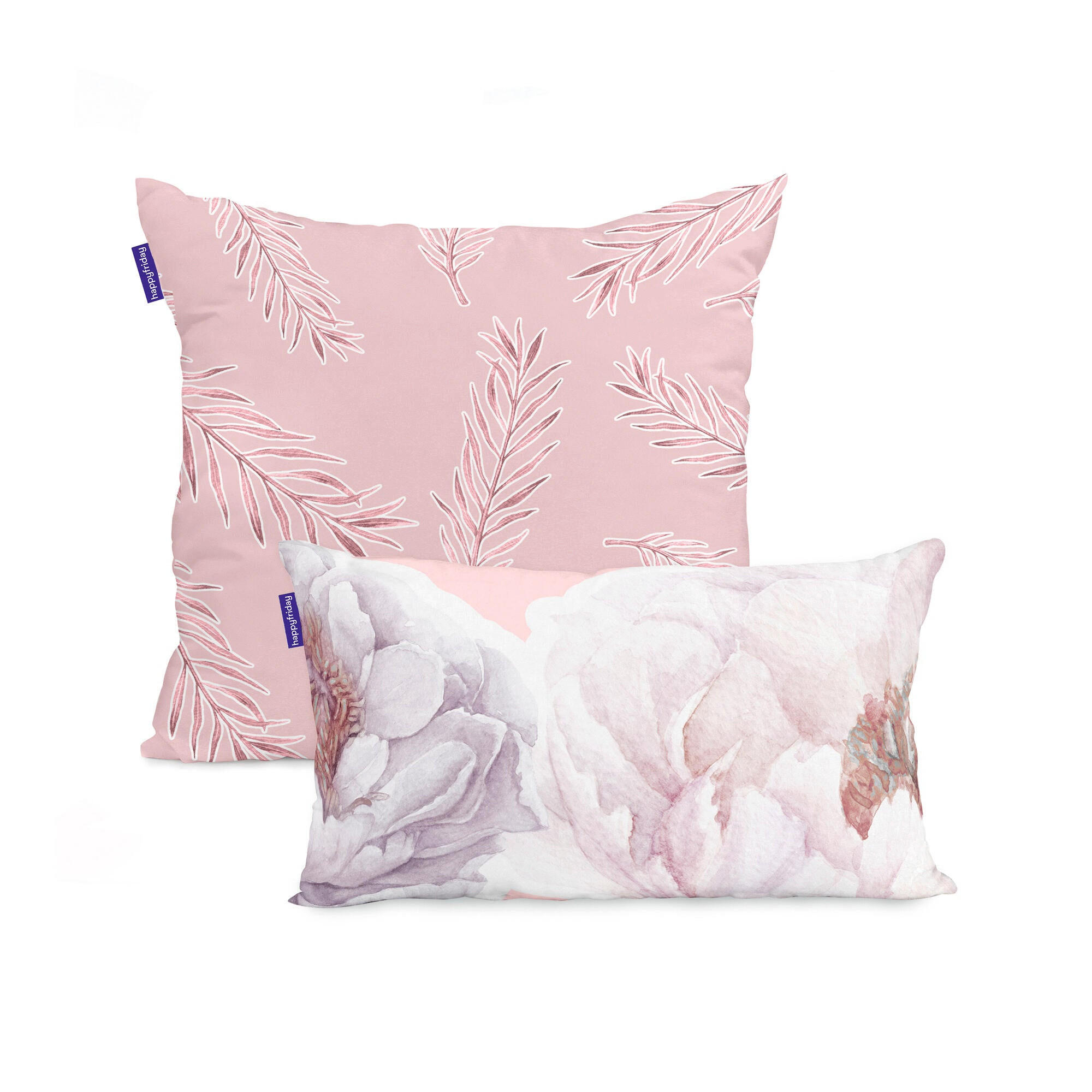 KISSENBEZUG soft bouquet 50x50 + 50x30 cm mehrfarbig - Multicolor, Textil (50/50cm) - Happy Friday