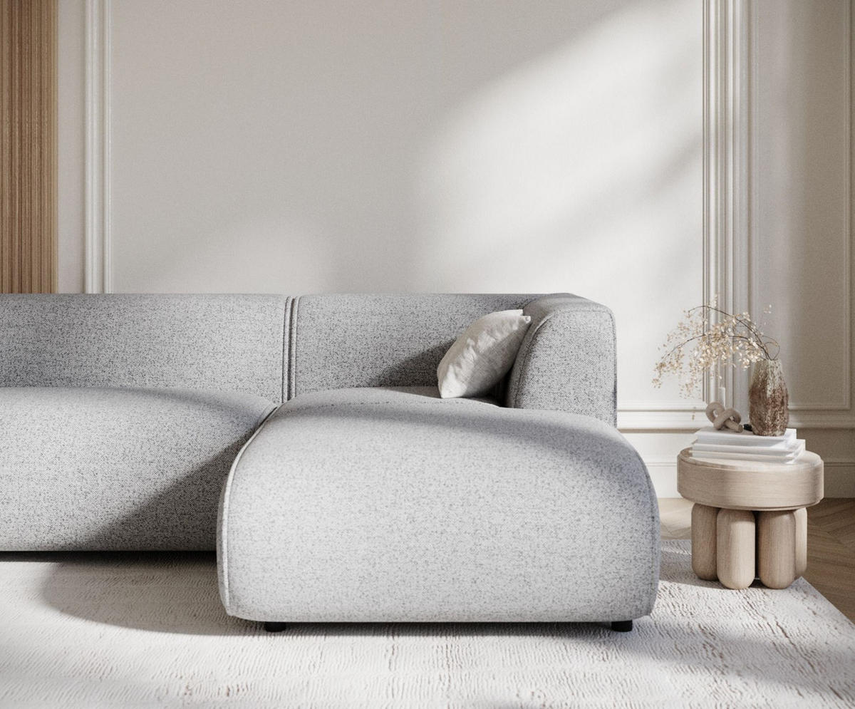 ECKSOFA Melani Grau Webstoff - Rechts Seite - Schwarz/Grau, Holz/Holzwerkstoff (162/256cm) - Maison de Reve