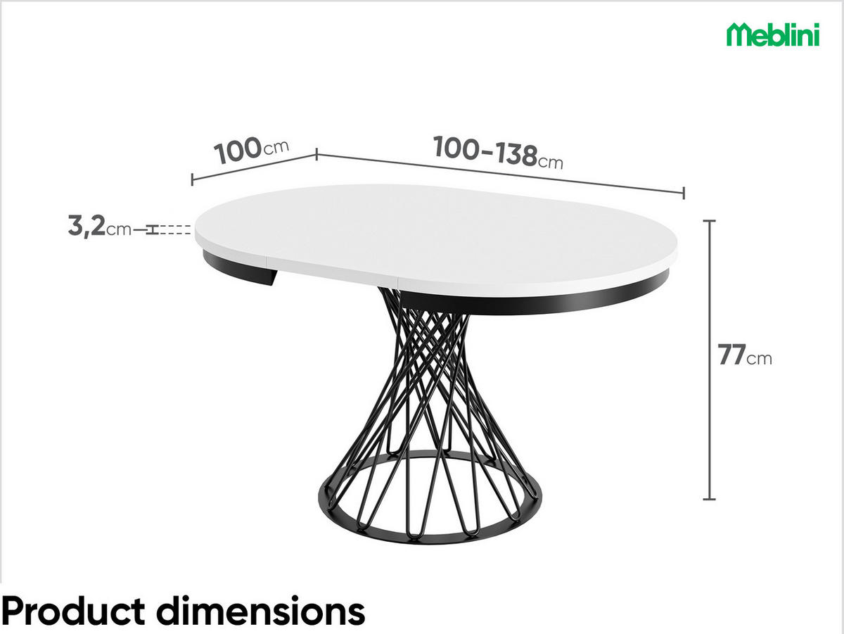 ESSTISCH LUCO - Schwarz/Weiß, Holzwerkstoff (100/100/77cm) - Meblini