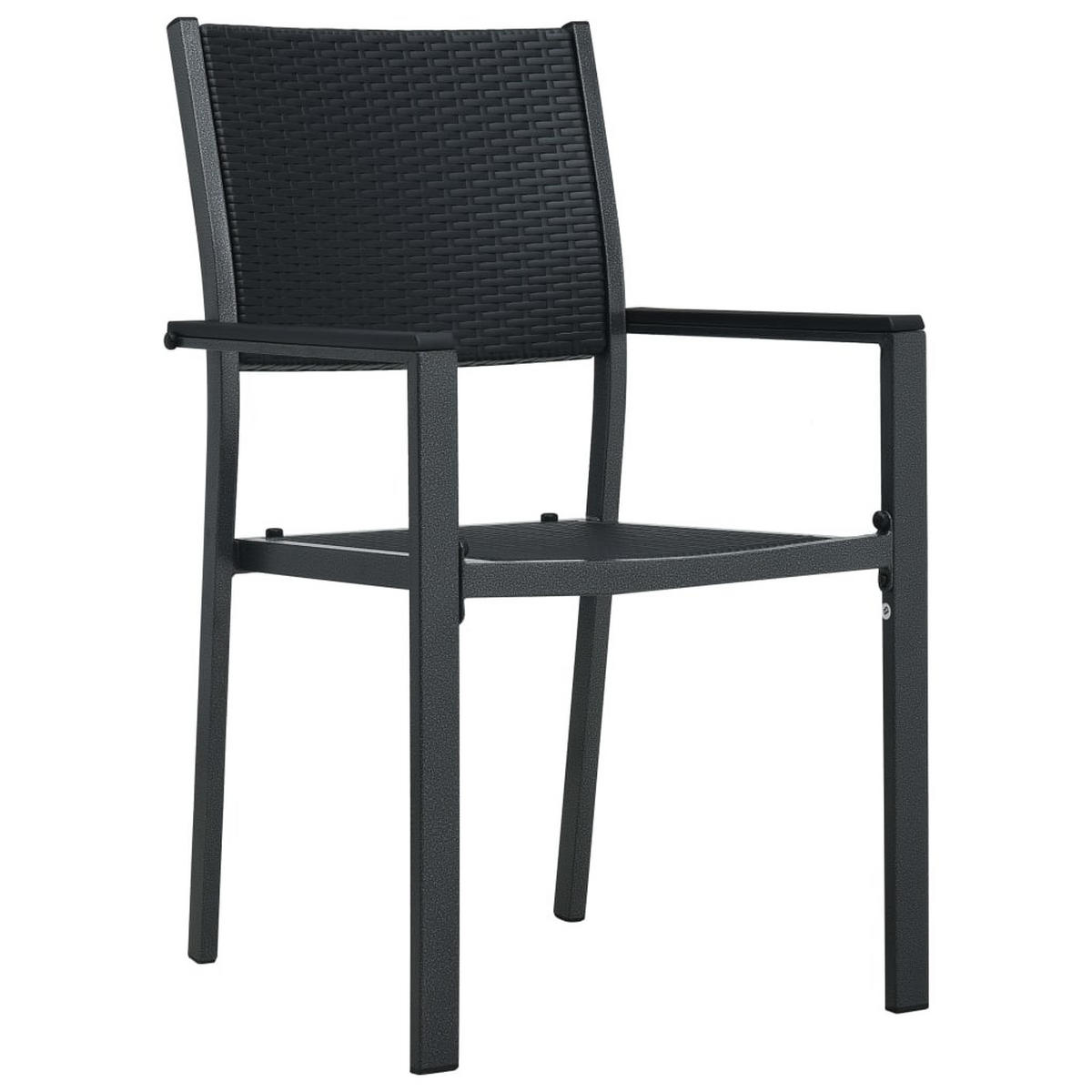 GARTENSTÜHLE 2 Stk. Schwarz Kunststoff Rattan-Optik - Schwarz, Kunststoff (58.5/88.5/53.5cm) - furnicato