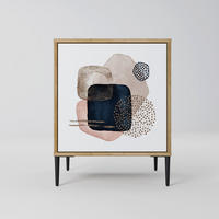 SIDEBOARD COLORFUL SHAPES, Eichefarben, 57,5x42x72,5 cm, Schwarze Metallfüße - Eichefarben/Multicolor, Holzwerkstoff/Metall (57.5/72.5/42cm) - SpaceRebels