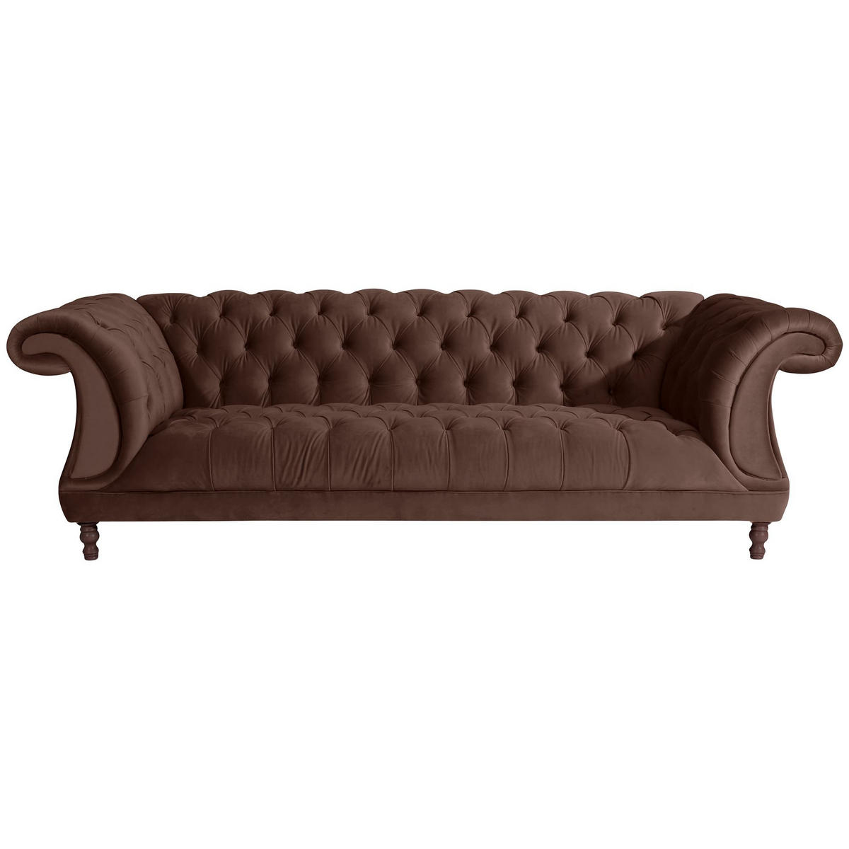 CHESTERFIELD Sofa 3-Sitzer Kaylin Samtvelours braun - Braun, Kunststoff (253/80/100cm) - 58aufmkessel