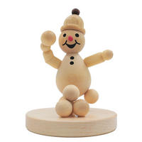 HOLZFIGUR Schneemann Junior Schneeballwerfer auf Sockel 9 cm - Multicolor, Holz (7/1/0.1cm)