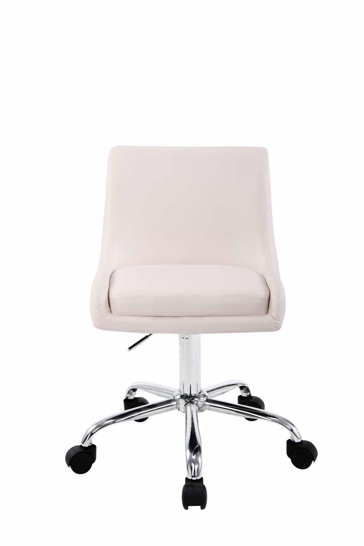 HOCKER Lederlook weiß - Chromfarben/Weiß, Textil/Metall (43/76/50cm) - CLP