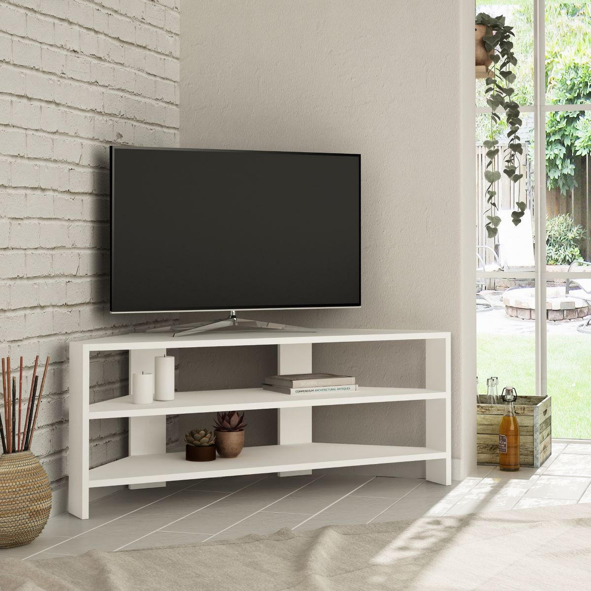TV-ECKMÖBEL 3 Regale L114 cm - Thales - Weiß, Holzwerkstoff (36/45/114cm) - Calicosy