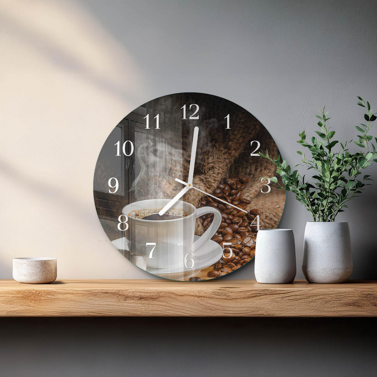 WANDUHR fi30 cm - Kaffee - Braun, Glas (30/30/0.4cm) - TULUP