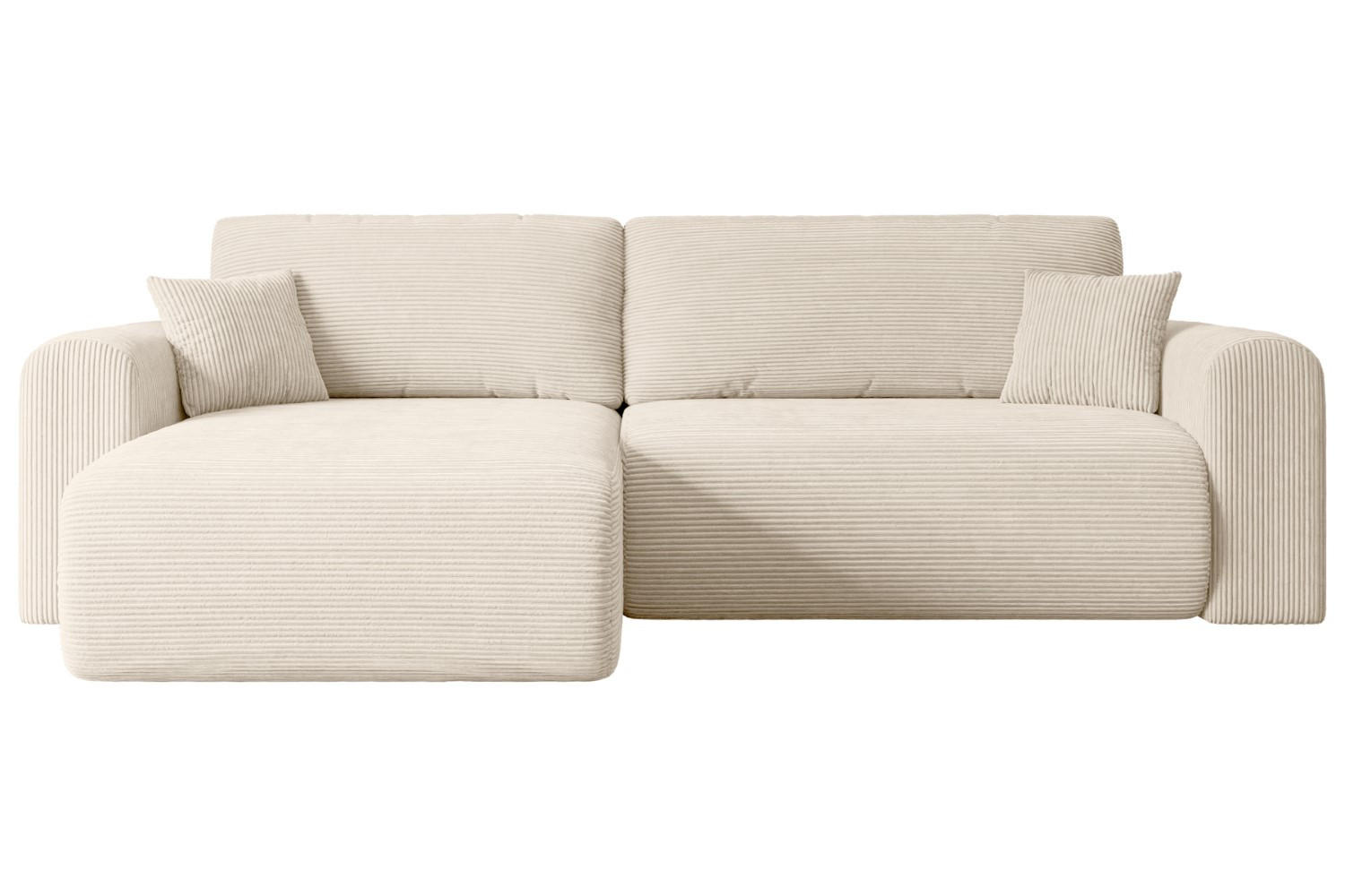 ECKSOFA mit Schlaffunktion und Bettkasten ORRO-L - 272x145x83 cm Beige Cord - Beige/Schwarz, Holzwerkstoff/Kunststoff (272/145cm) - ALTDECOR