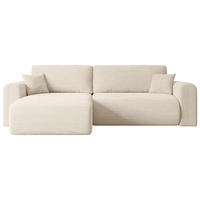 ECKSOFA mit Schlaffunktion und Bettkasten ORRO-L - 272x145x83 cm Beige Cord - Beige/Schwarz, Holzwerkstoff/Kunststoff (272/145cm) - ALTDECOR