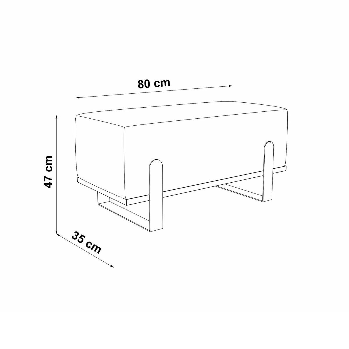 SITZBANK Melissa, Polsterbank 80 cm mit Metallgestell, Bouclé-Stoff, Grau+Schwarz - Schwarz/Grau, Metall (80/47/35cm) - Beautysofa