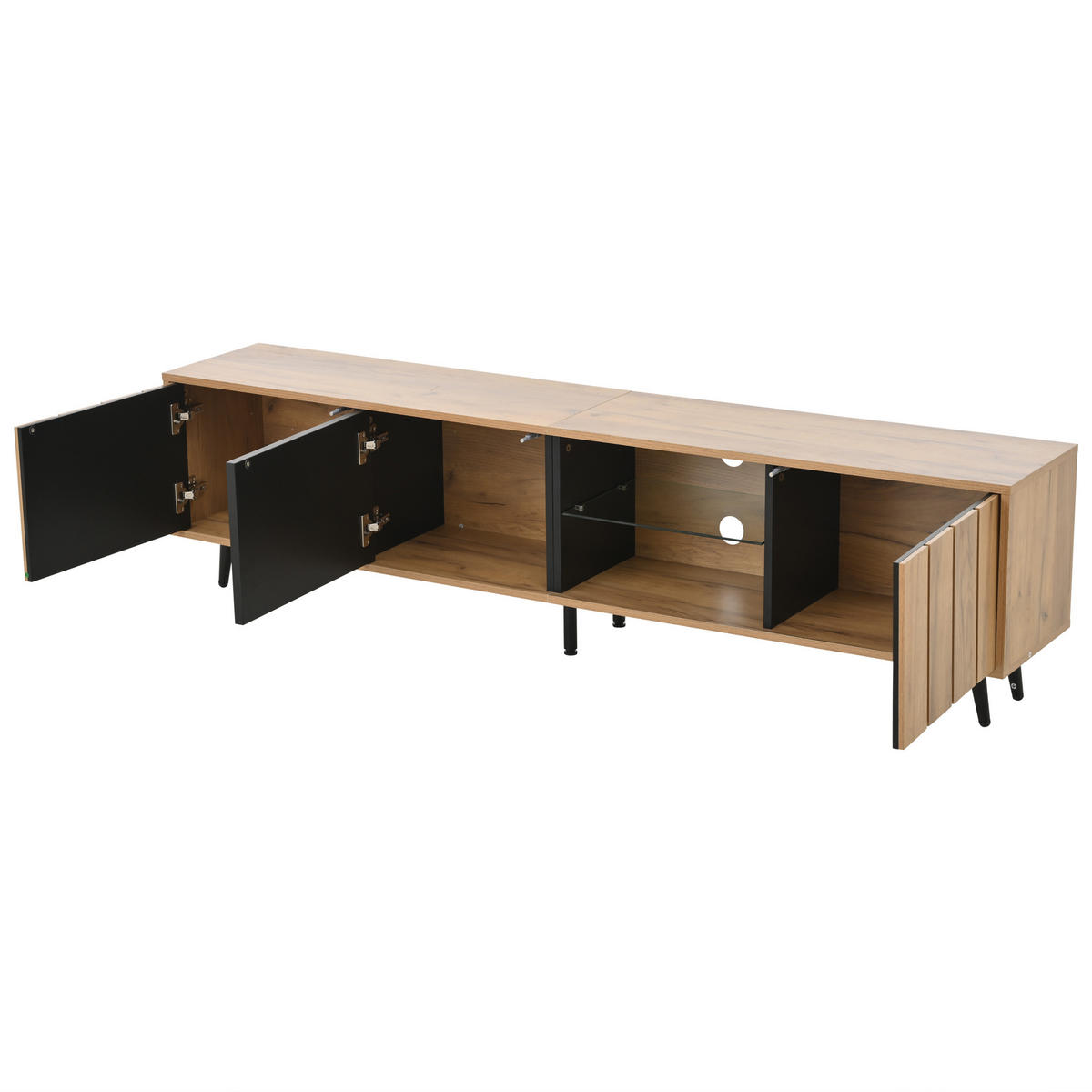 TV-LOWBOARD Holzoptik mit Türen und Fächern - Eichefarben, Holzwerkstoff/Metall (175/45/31.5cm) - Urban Meuble