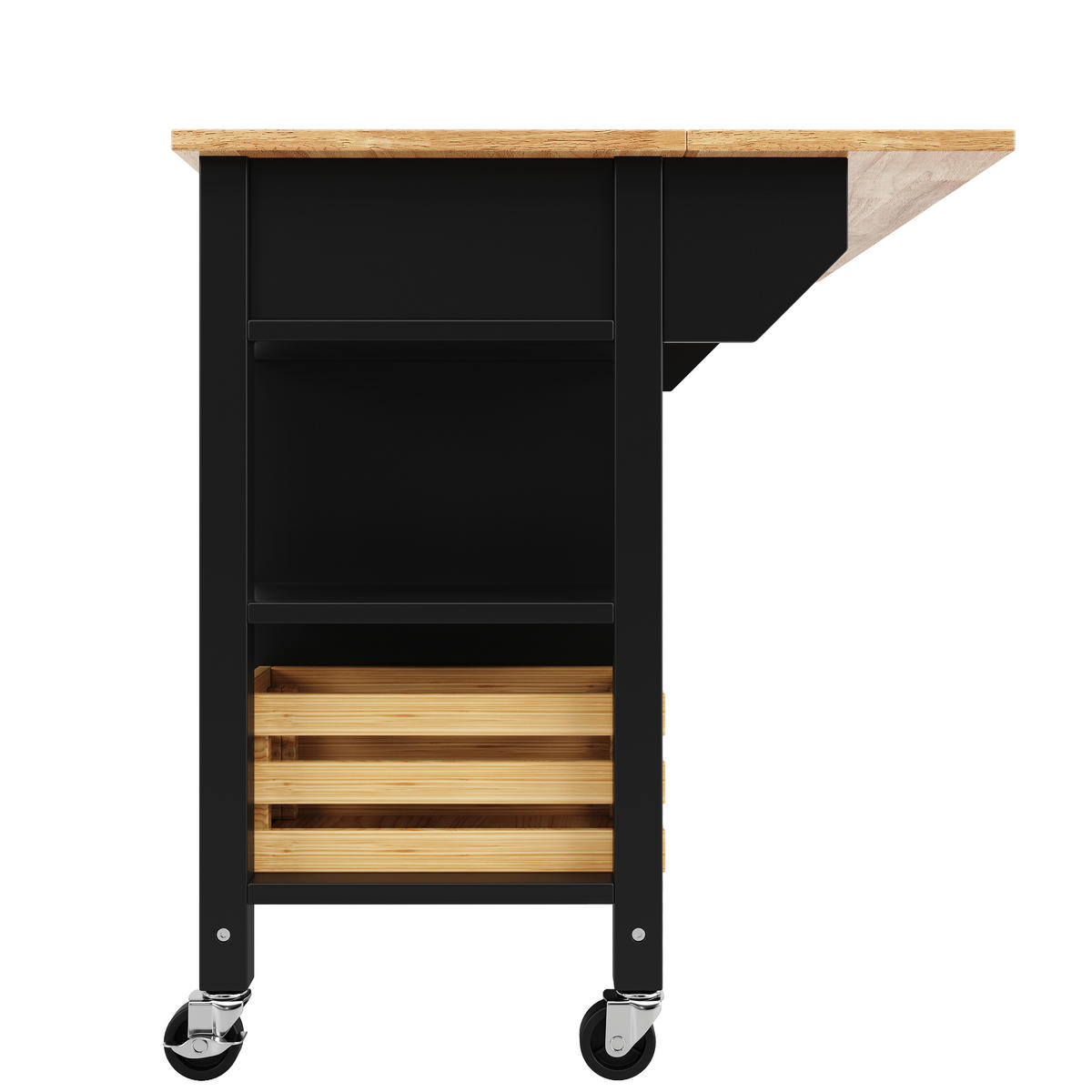 KÜCHENINSEL Küchenwagen Stauraum Aufbewahrung Schwarz - Schwarz, Holzwerkstoff (120/90/45cm) - FLIEKS