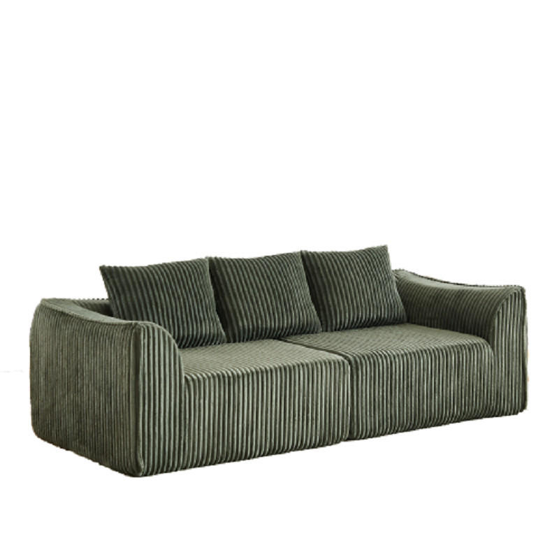 3-SITZER SOFA Cord Grün mit 2 Kissen - Grün, Textil (235.5/72.5/101cm) - WISHDOR