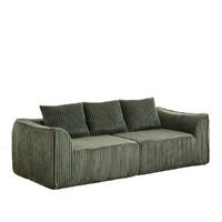 3-SITZER SOFA Cord Grün mit 2 Kissen - Grün, Textil (235.5/72.5/101cm) - WISHDOR