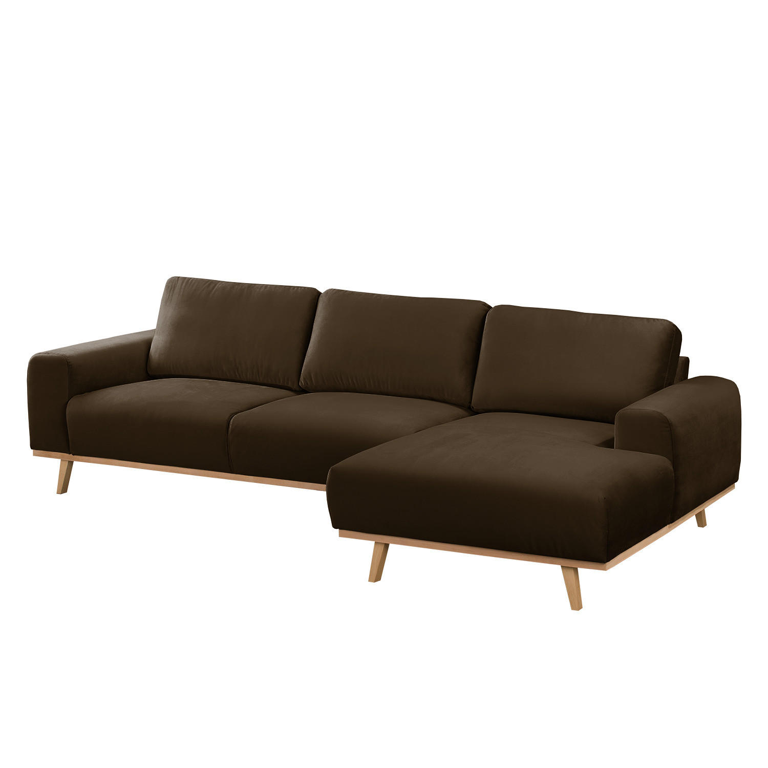 ECKSOFA - Samt - Braun, Textil (286/152cm) - home24