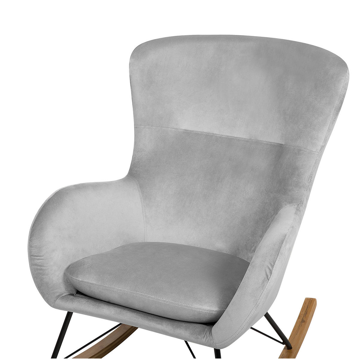 SCHAUKELSESSEL Samtstoff Hellgrau Ellan - Hellbraun/Hellgrau, Textil (71/97/90cm) - Beliani