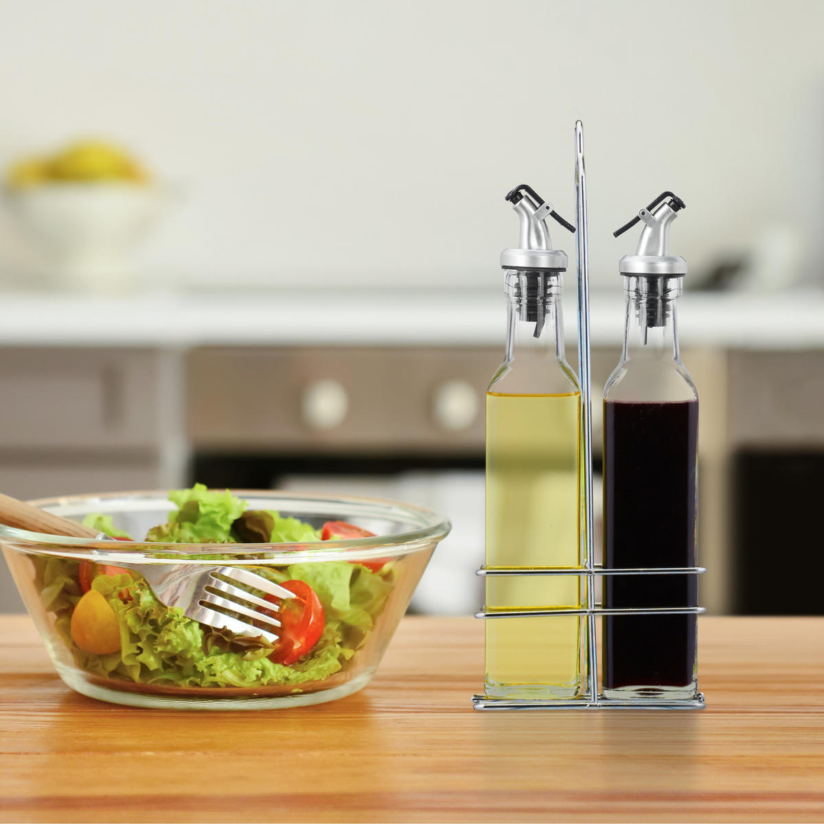 ESSIG-ÖLSPENDER - Transparent, Glas/Kunststoff (11/27.5/6cm) - Relaxdays