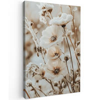 LEINWANDBILD Blumen - Winter - Weiß - Schnee - Beige 80x120 cm - Creme, Textil (80/120cm) - MuchoWow