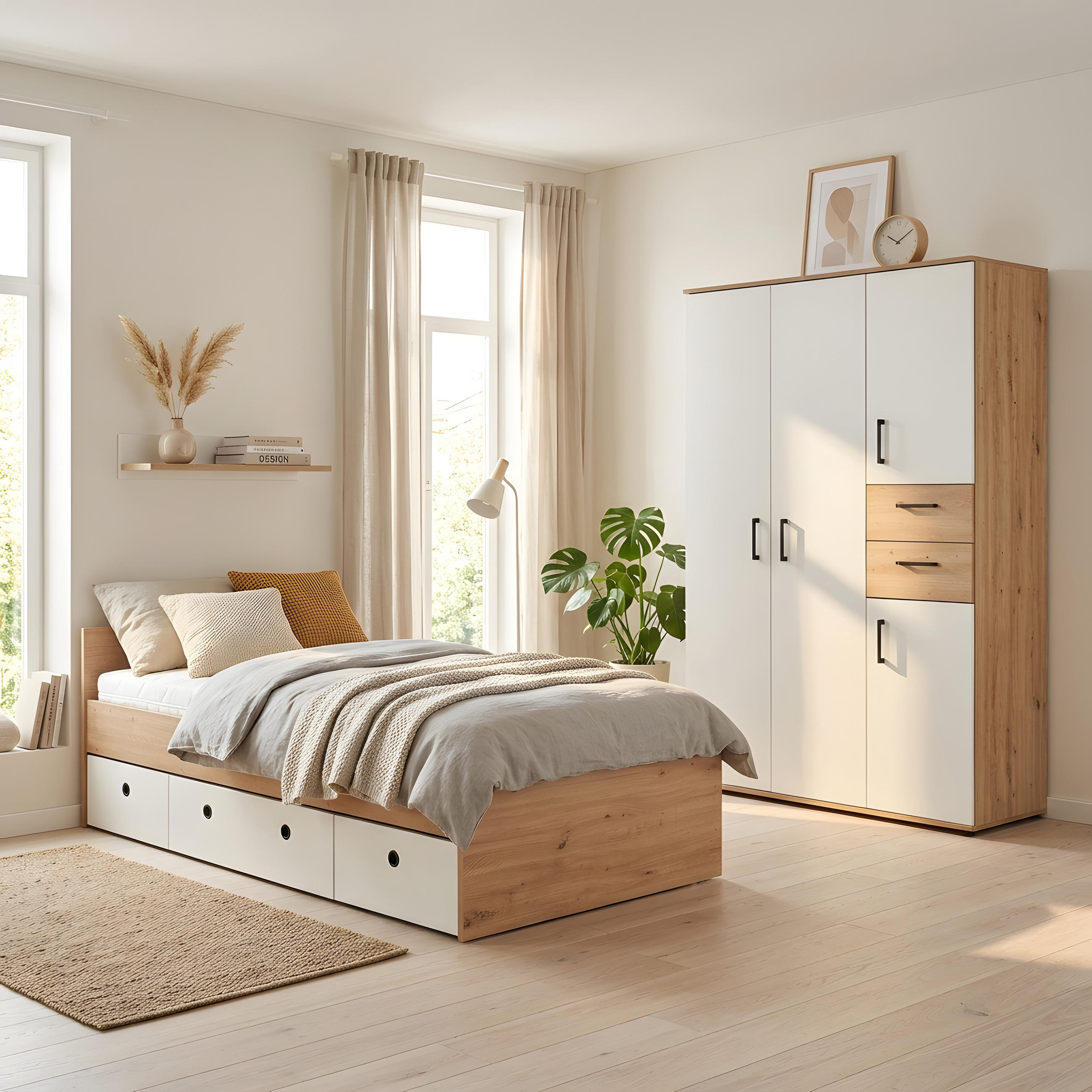 JUGENDZIMMER Set Bente 2-teilig - Schwarz/Weiß, Holzwerkstoff/Kunststoff (1/1/1cm) - arthur berndt