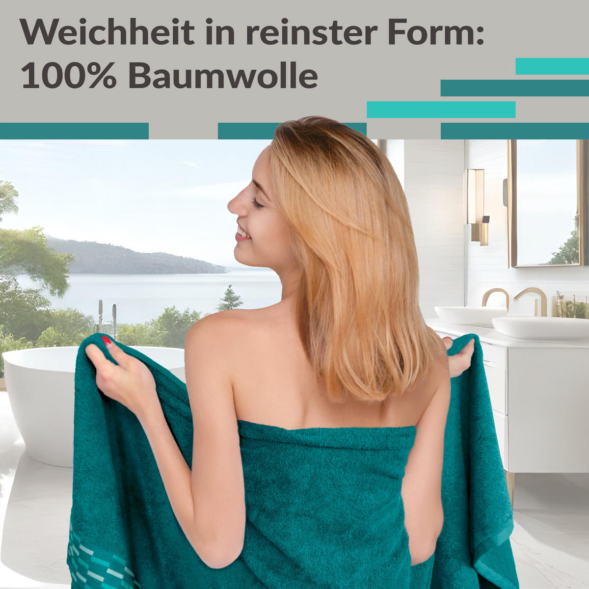 DUSCHTUCH Lugano Opal Grün 2er 70x140 cm - Opal, Textil (70/140cm) - Lashuma