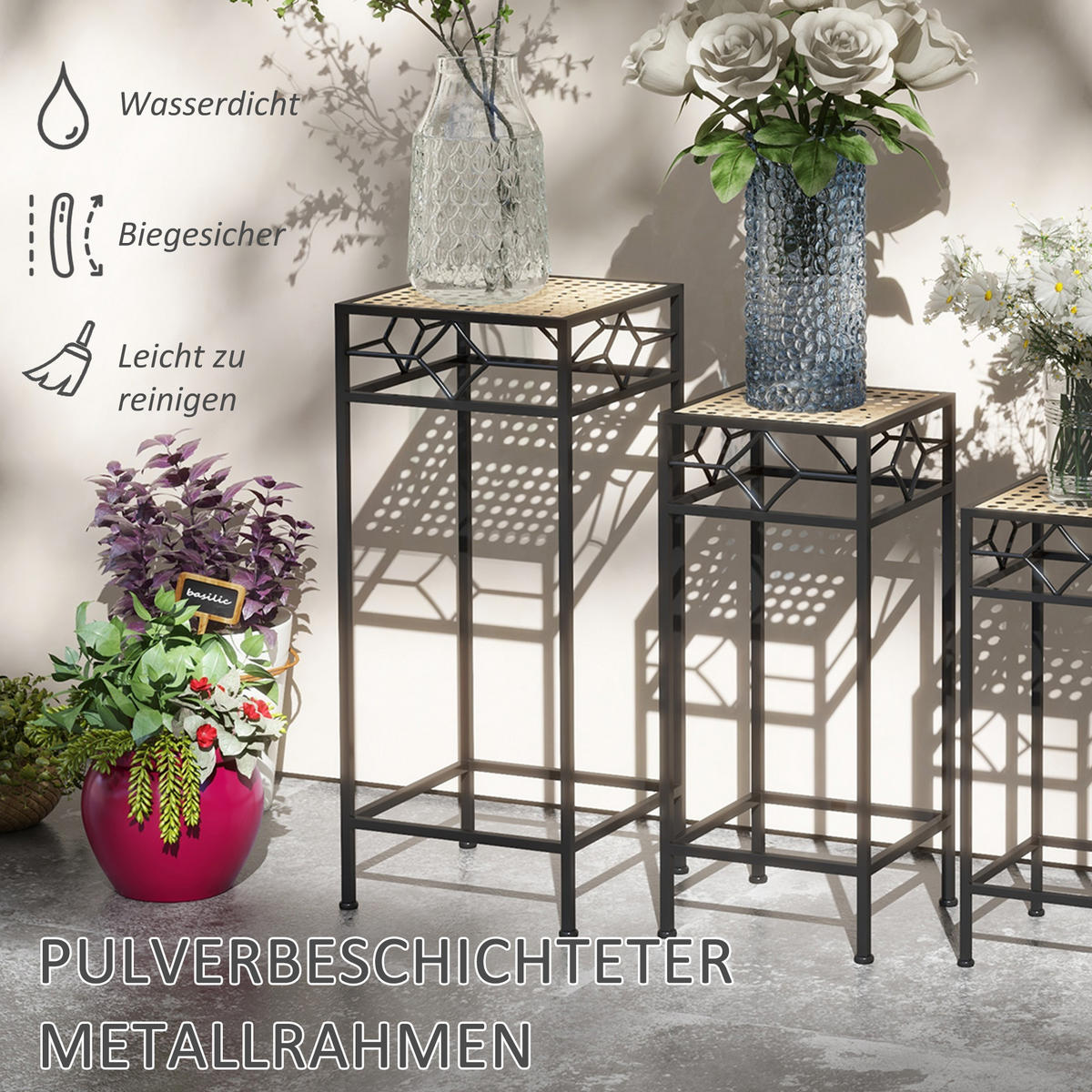 PFLANZENSTÄNDER, Metall, Gold - Goldfarben, Metall (28/28/66cm) - Outsunny