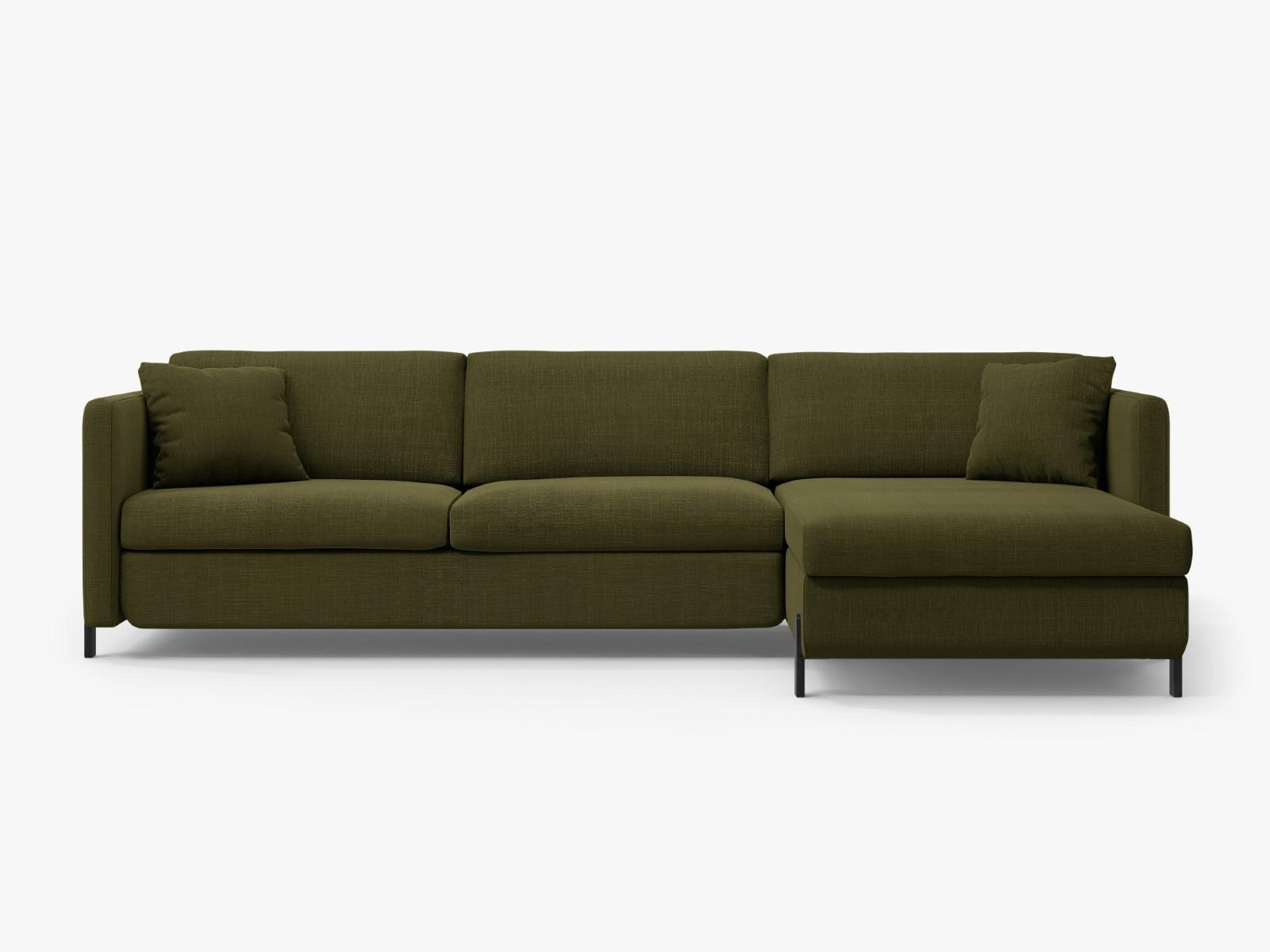 ECKSOFA ausklappbar rechts mit Container Gloria aus strukturiertem Stoff grün 4 Sitzplätze - Grün, Textil (170/260cm) - Micadoni
