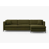 ECKSOFA ausklappbar rechts mit Container Gloria aus strukturiertem Stoff grün 4 Sitzplätze - Grün, Textil (170/260cm) - Micadoni