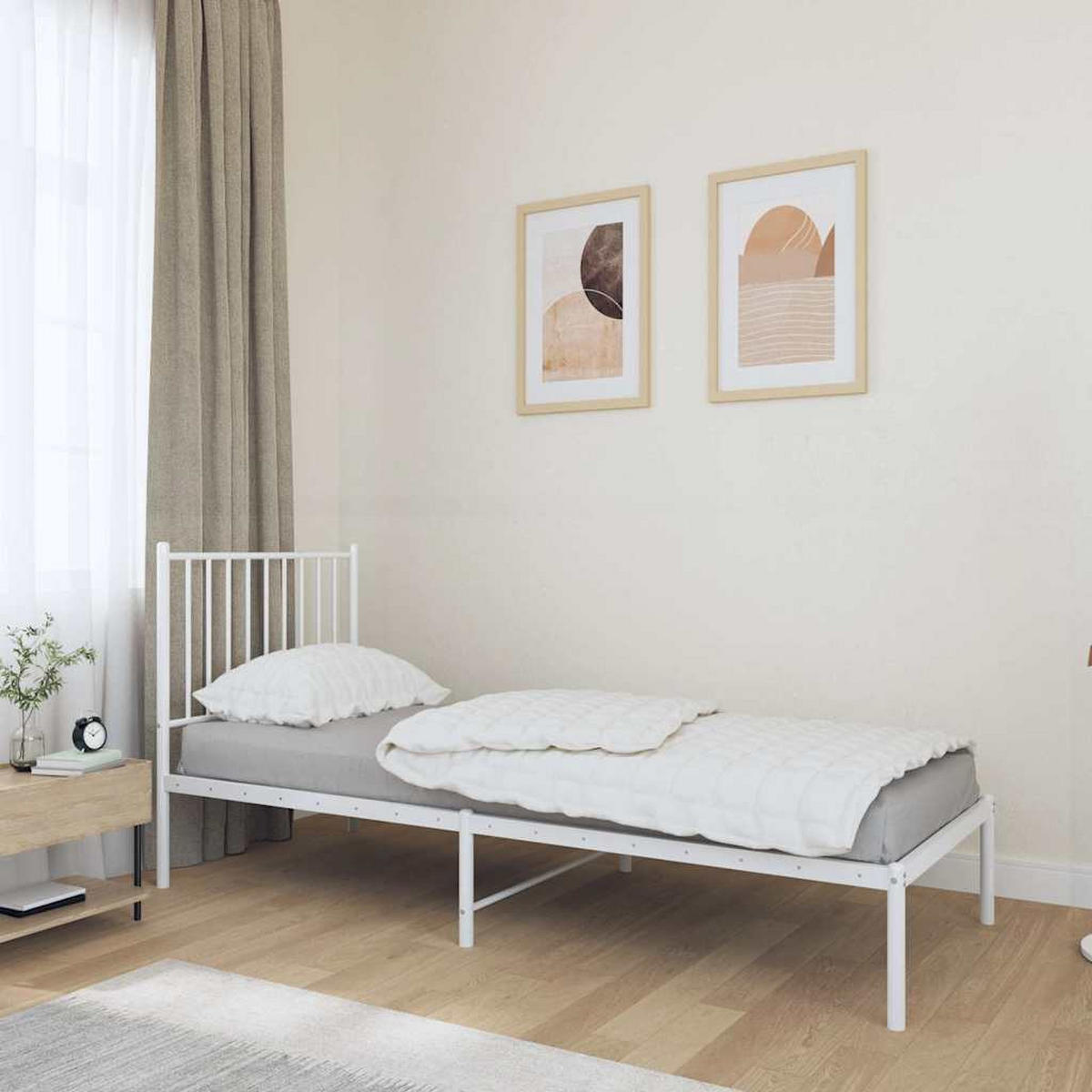 BETTGESTELL Mit Kopfteil Metall Weiss 80/200 Cm - Weiß, Metall (180/200cm) - vidaXL