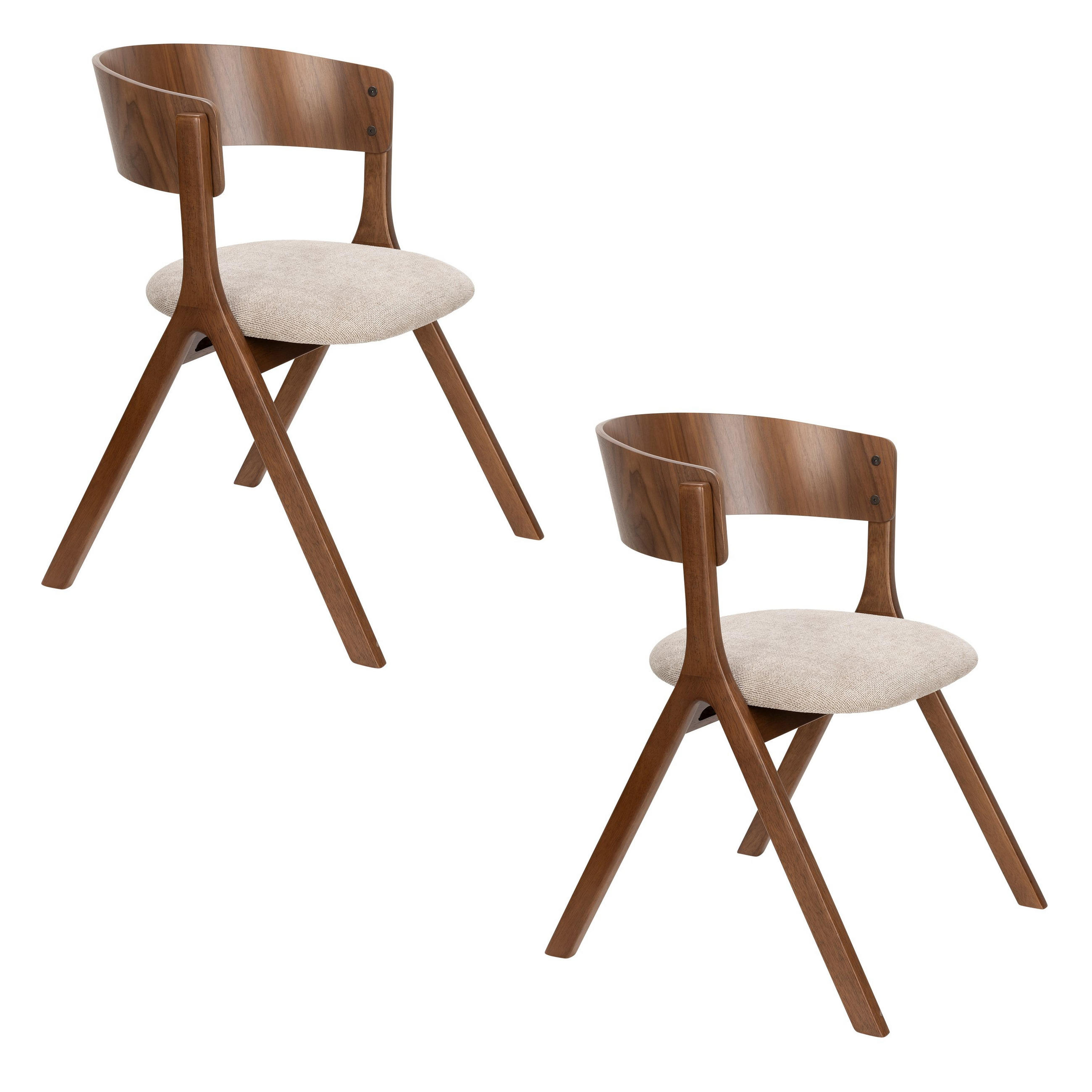 ESSZIMMERSTUHL Bresso Walnuss/ Beige - 2 er Set - Beige, Kunststoff (54/77/56.5cm) - Dutchbone