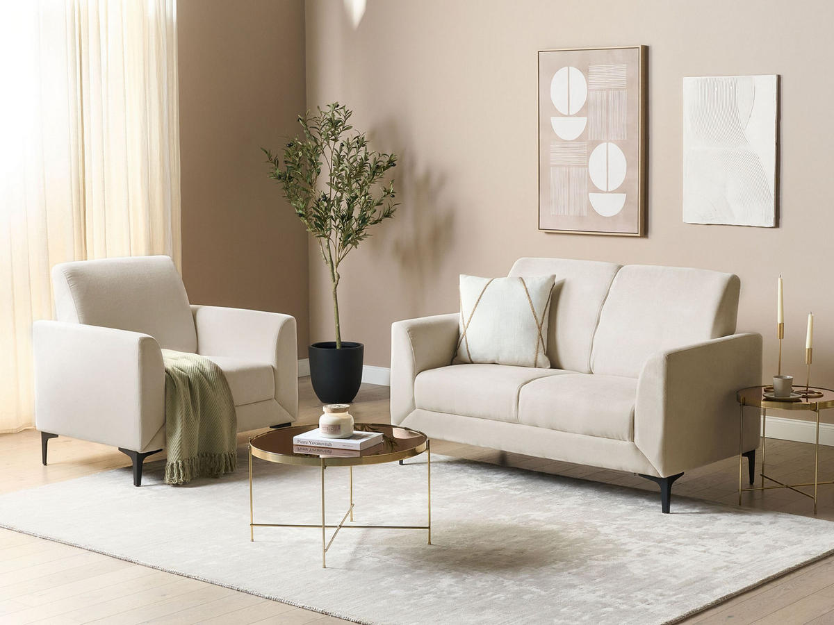 2-SITZER-SOFA beige Fenes - Beige/Schwarz, Textil (142/90/75cm) - Beliani