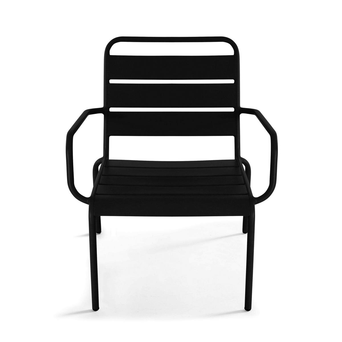 RELAXSESSEL MIT HOCKER 2-tlg., Schwarz - Schwarz, Metall (64/72/60cm) - Oviala