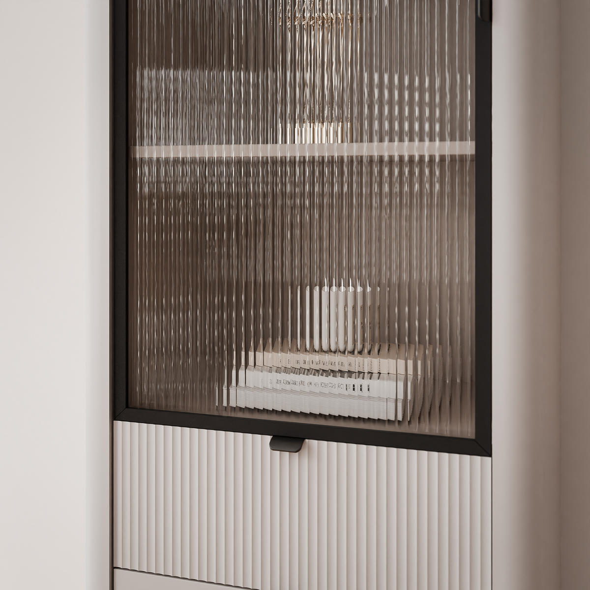 VITRINE NAVANI 60 cm Kaschmir Holz - Schwarz/Grau, Holzwerkstoff/Metall (60/191/40cm) - Idohome
