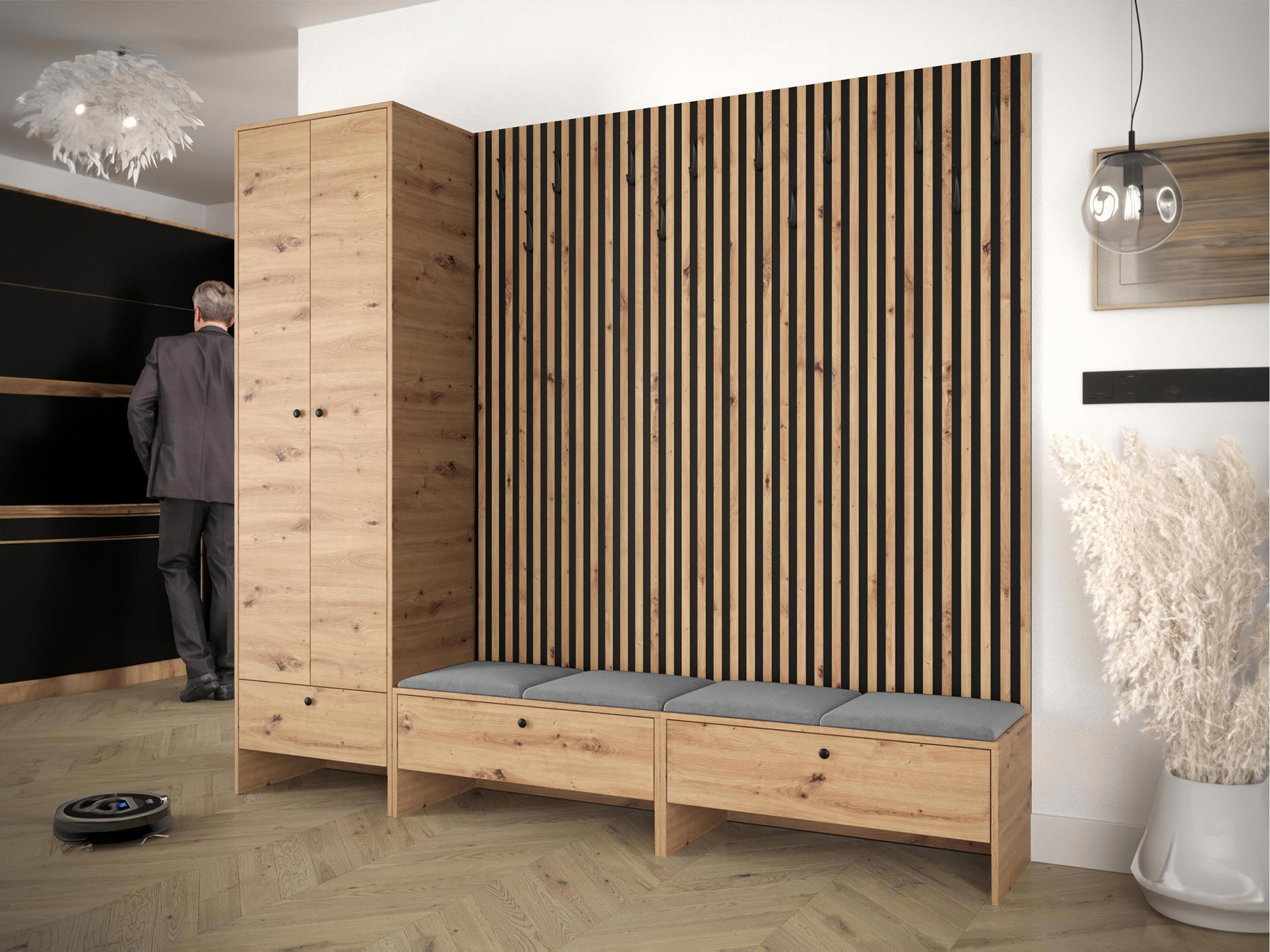 GARDEROBE Balma VI - Grau, Holzwerkstoff (230/206/44cm) - MIRJAN24