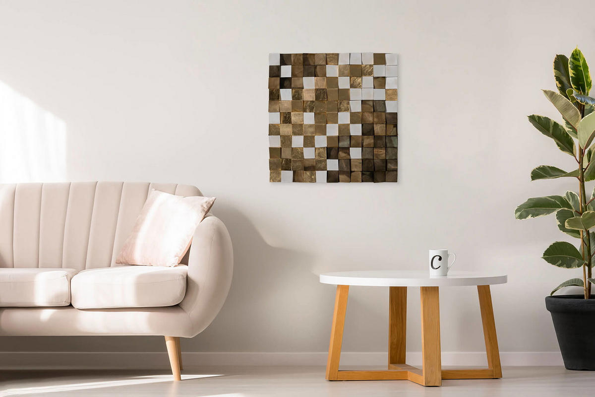 HOLZBILD Grau 75/75 cm - Braun/Grau, Holz (7/75cm) - KUNSTLOFT