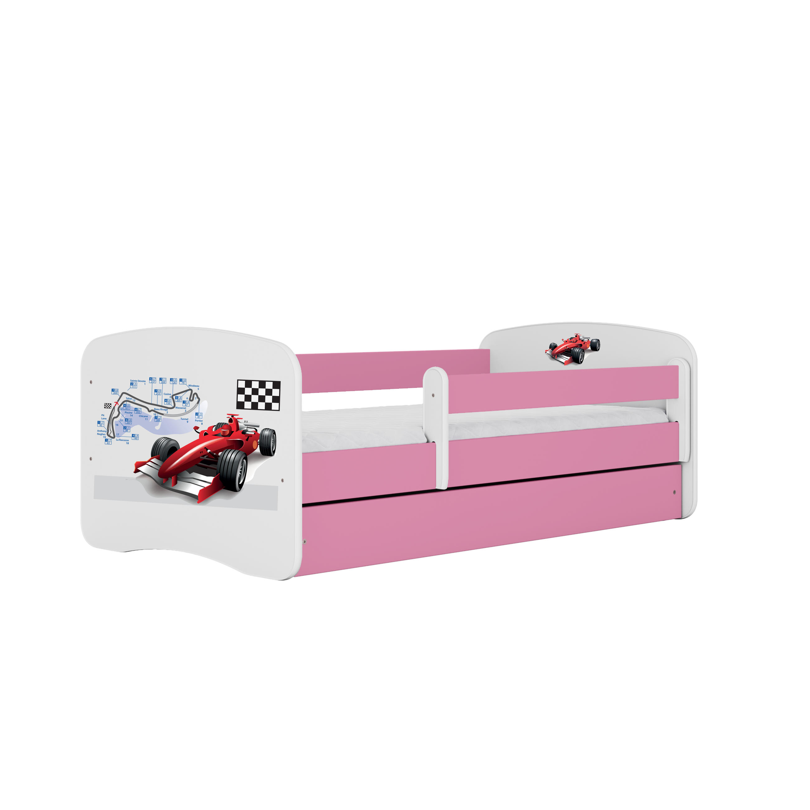 KINDERBETT Formel 1 mit Schublade und Matratze 160/80 - Rosa, Holzwerkstoff (80/160cm) - RAUMHIRSCH FURNITURE