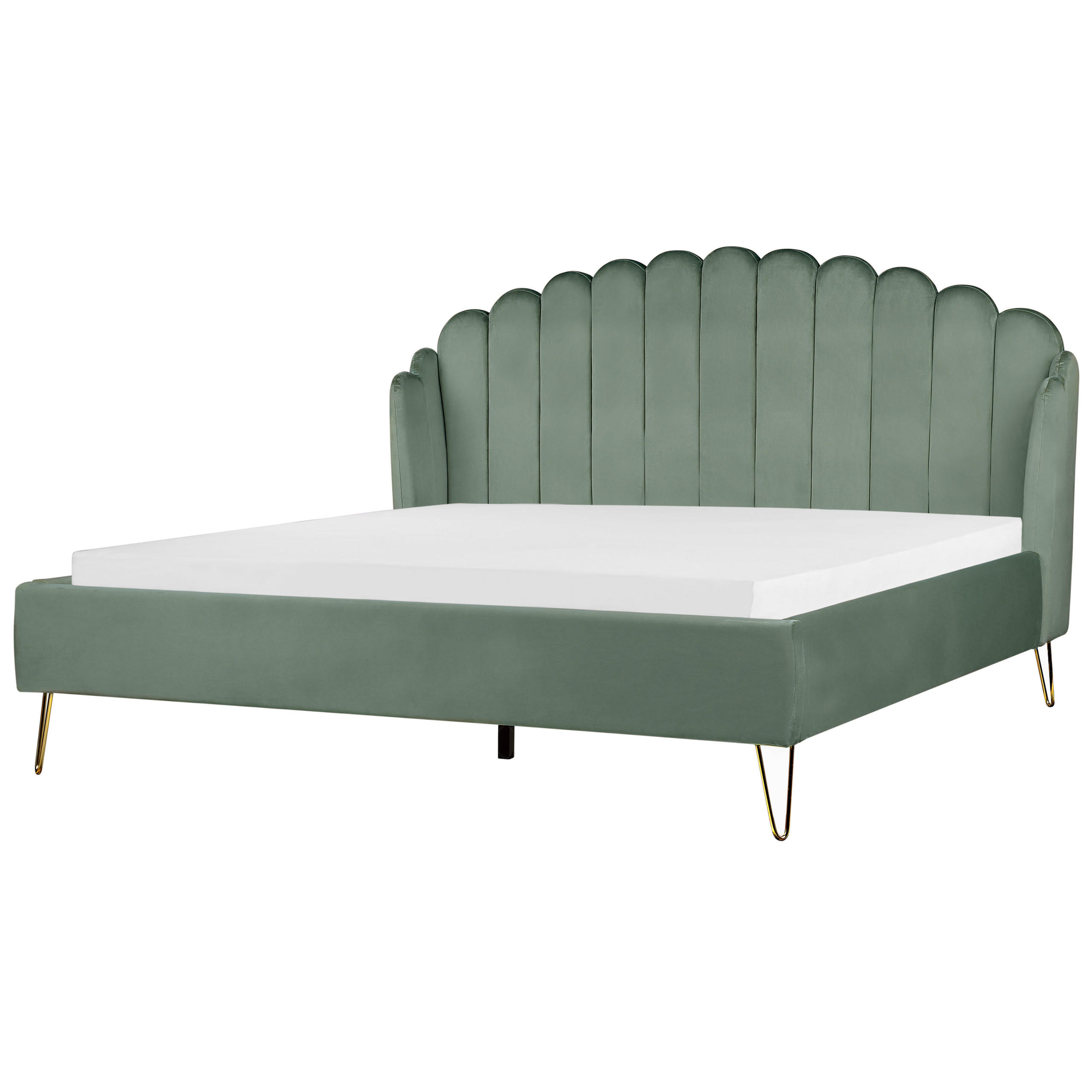 BETT mit Lattenrost 180/200 cm Samtstoff Grün Ambillou - Grün, Textil (180/200cm) - Beliani