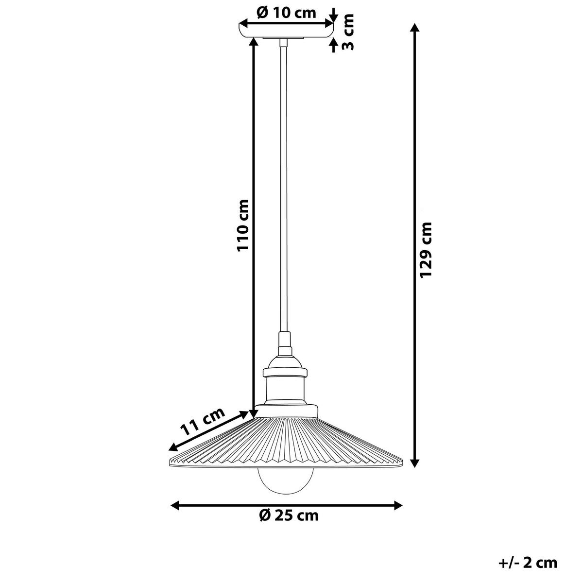 HÄNGELEUCHTE Curone 25/25/129 cm - Transparent, Glas (25/25/129cm) - Beliani