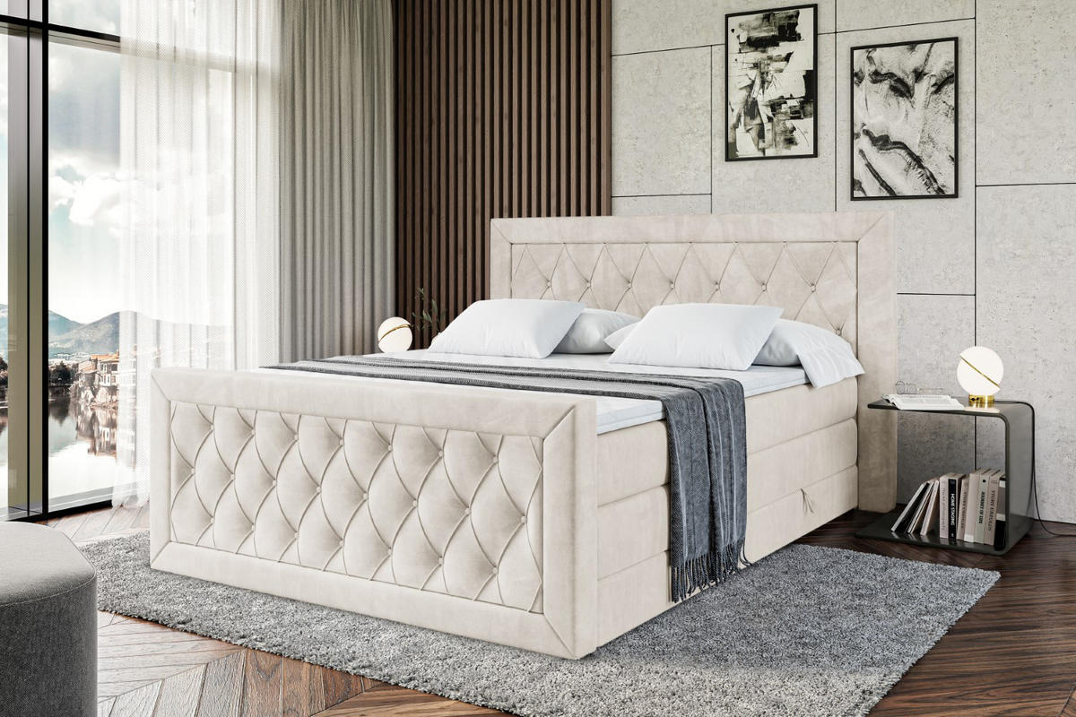 BOXSPRINGBETT NOEL-Z KING - 120 x 200 - H3/H4 - Ecru - Ecru, Holzwerkstoff (120/200cm) - ALTDECOR