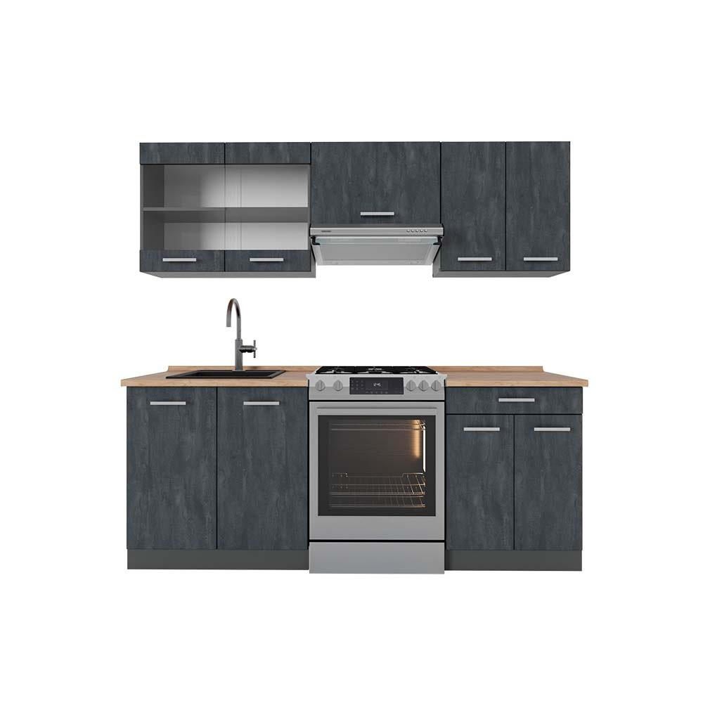 KUHINJSKI BLOK R-Line Črni beton/antracit 200 cm DP Hrast - črna/antracit, leseni material (200/81.6/60cm) - Vicco